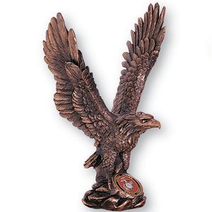 11-1/2 ANTIQUE BRONZE EAGLE, HOLDS MEDALLION INSERT
