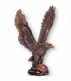 11-1/2 ANTIQUE BRONZE EAGLE, HOLDS MEDALLION INSERT