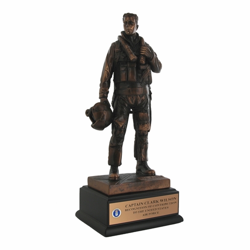 11-1/2 INCH AIR FORCE FIGHTER PILOT TROPHY, ELECTROPLATER IN BRONZE
