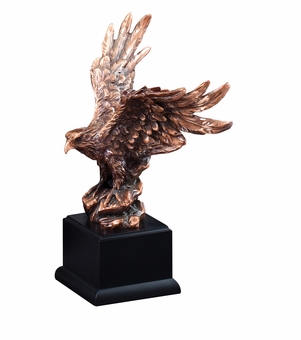 11-1/2 INCH BRONZE ELECTROPLATED AMERICAN EAGLE ON BLACK BASE