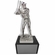 11-1/2 INCH HEIGHT ELECTROPLATED ANTIQUE SILVER BASEBALL PLAYER TROPHY ON BLACK MARBLE BASE