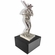 11-1/2 INCH HEIGHT ELECTROPLATED ANTIQUE SILVER BASEBALL PLAYER TROPHY ON BLACK MARBLE BASE