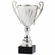 11-1/2 INCH HEIGHT SWIRL SILVER METAL TROPHY CUP ON A BLACK MARBLE BASE