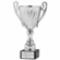 11-1/2 INCH HEIGHT SWIRL SILVER METAL TROPHY CUP ON A BLACK MARBLE BASE