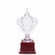 11-1/2 INCH LEAD CRYSTAL TROPHY CUP MOUNTED ON ROSEWOOD BASE