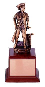 10-3/4 INCH MINUTEMAN TROPHY, ELECTROPLATED IN ANTIQUE BRONZE