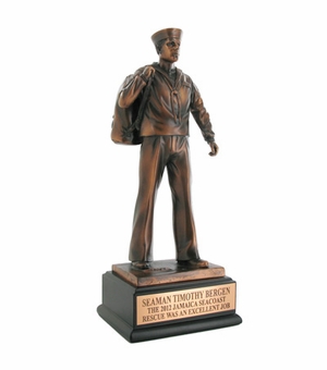 11-1/2 INCH NAVY SEAMAN TROPHY, ELECTROPLATED IN BRONZE