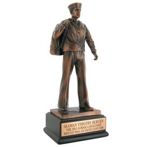 11-1/2 INCH NAVY SEAMAN TROPHY, ELECTROPLATED IN BRONZE