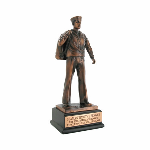11-1/2 INCH NAVY SEAMAN TROPHY, ELECTROPLATED IN BRONZE
