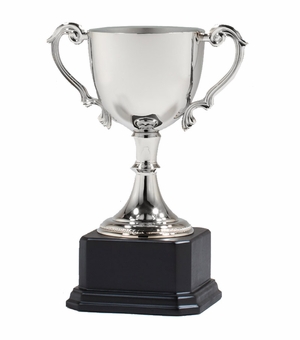 11-1/2 INCH NICKEL PLATED HIGH POLISHED FINISH LOVING CUP TROPHY