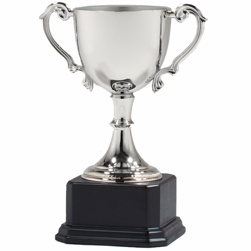 11-1/2 INCH NICKEL PLATED HIGH POLISHED FINISH LOVING CUP TROPHY
