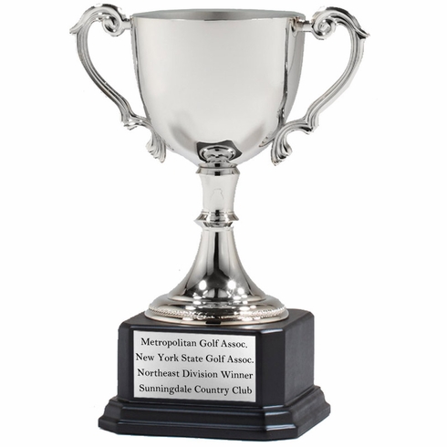 11-1/2 INCH NICKEL PLATED HIGH POLISHED FINISH LOVING CUP TROPHY
