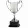 11-1/2 INCH NICKEL PLATED SILVER TROPHY CUP DIE CAST ZINC POLISH  BLACK WOOD BASE