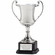 11-1/2 INCH NICKEL PLATED SILVER TROPHY CUP DIE CAST ZINC POLISH  BLACK WOOD BASE