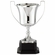 11-1/2 INCH POLISHED SILVER ITALIAN TROPHY CUP ON EBONY FINISH WOOD BASE