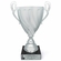 11-1/4 INCH ITALIAN SILVER TROPHY CUP SWIRL PATTERN ON BLACK MARBLE BASE