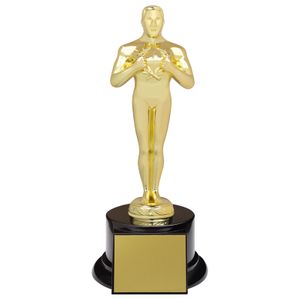 11-1/4 INCH OSCAR LIKE ACHIEVEMENT BRIGHT GOLD METAL FIGURE TROPHY 