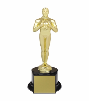 11-1/4 INCH OSCAR LIKE ACHIEVEMENT BRIGHT GOLD METAL FIGURE TROPHY 