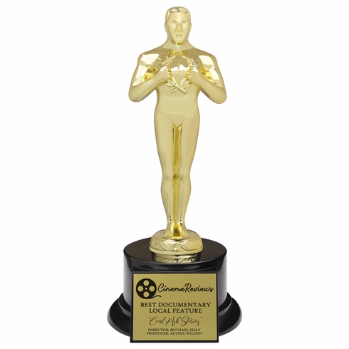 11-1/4 INCH OSCAR LIKE ACHIEVEMENT BRIGHT GOLD METAL FIGURE TROPHY 