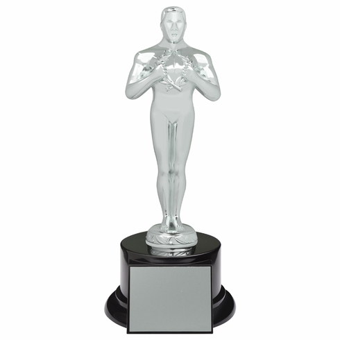 11-1/4 INCH OSCAR LIKE ACHIEVEMENT BRIGHT SILVER METAL FIGURE TROPHY 