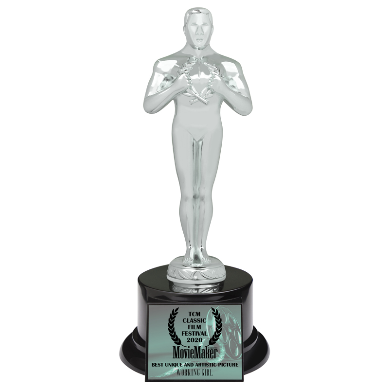 11-1/4 INCH OSCAR LIKE ACHIEVEMENT BRIGHT SILVER METAL