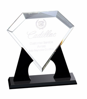 11-3/4" x 12" CLEAR DIAMOND ACRYLIC SHAPE AWARD ON BLACK BASE 