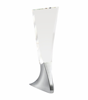 11-3/4 x 4 INCH OPTICAL CRYSTAL CASCADE TOWER AWARD ON CHROME BASE