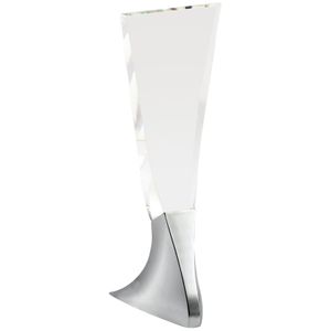 11-3/4 x 4 INCH OPTICAL CRYSTAL CASCADE TOWER AWARD ON CHROME BASE
