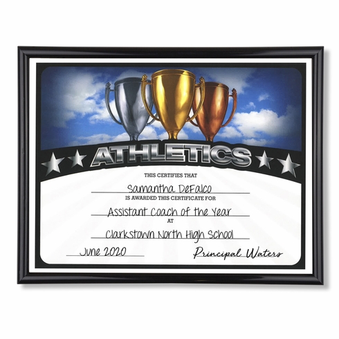 11-3/4 X 8-3/4 INCH SPORT BLACK FRAME CERTIFICATE HOLDER WITH ATHLETICS CERTIFICATE
