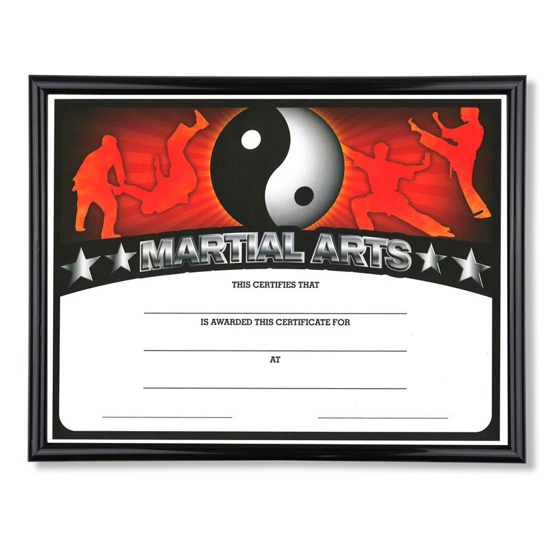 113/4 X 83/4 INCH SPORT BLACK FRAME CERTIFICATE HOLDER WITH MARTIAL