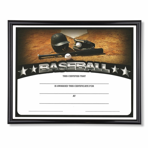 11-3/4 X 8-3/4 INCH SPORT BLACK FRAME CERTIFICATE HOLDER WITH BASEBALL CERTIFICATE