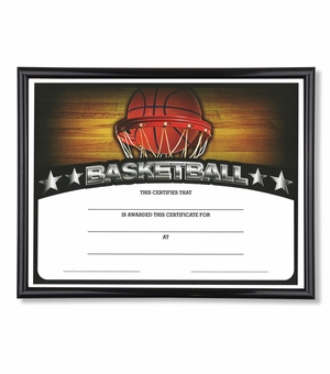 11-3/4 X 8-3/4 INCH SPORT BLACK FRAME CERTIFICATE HOLDER WITH BASKETBALL CERTIFICATE
