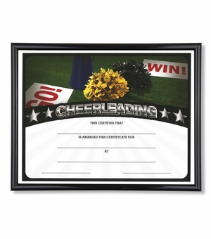 11-3/4 X 8-3/4 INCH SPORT BLACK FRAME CERTIFICATE HOLDER WITH CHEERLEADING CERTIFICATE