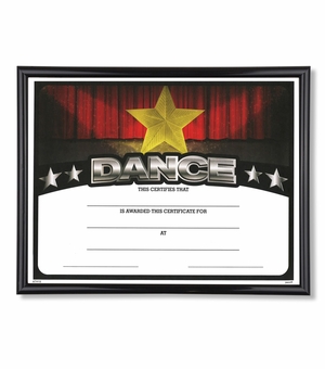 11-3/4 X 8-3/4 INCH SPORT BLACK FRAME CERTIFICATE HOLDER WITH DANCE CERTIFICATE