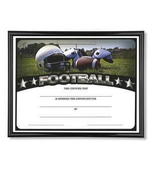 11-3/4 X 8-3/4 INCH SPORT BLACK FRAME CERTIFICATE HOLDER WITH FOOTBALL CERTIFICATE