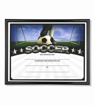 11-3/4 X 8-3/4 INCH SPORT BLACK FRAME CERTIFICATE HOLDER WITH SOCCER CERTIFICATE