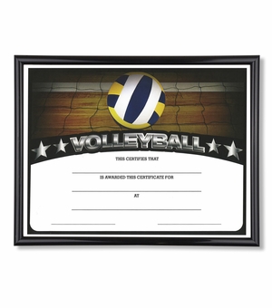 11-3/4 X 8-3/4 INCH SPORT BLACK FRAME CERTIFICATE HOLDER WITH VOLLEYBALL CERTIFICATE