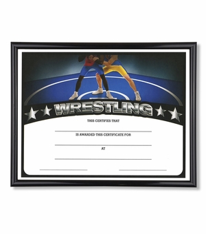 11-3/4 X 8-3/4 INCH SPORT BLACK FRAME CERTIFICATE HOLDER WITH WRESTLING CERTIFICATE