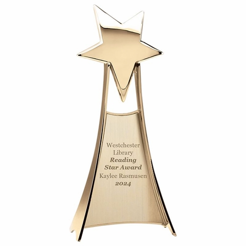 11 INCH BRIGHT GOLD FINISH SHOOTING STAR TOWER TROPHY
