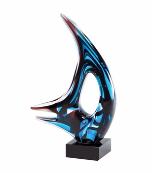 11 INCH COLORS MODERN SAIL SCULPTURE HAND BLOWN ART GLASS AWARD