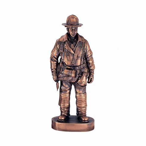 11 INCH FIREFIGHTER TROPHY, ANTIQUE BRONZE