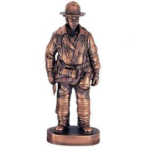 11 INCH FIREFIGHTER TROPHY, ANTIQUE BRONZE