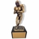 11 INCH HEIGHT ELECTROPLATED ANTIQUE BRASS FOOTBALL PLAYER TROPHY ON BLACK MARBLE BASE