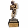 11 INCH HEIGHT ELECTROPLATED ANTIQUE BRASS FOOTBALL PLAYER TROPHY ON BLACK MARBLE BASE