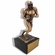 11 INCH HEIGHT ELECTROPLATED ANTIQUE BRASS FOOTBALL PLAYER TROPHY ON BLACK MARBLE BASE