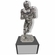11 INCH HEIGHT ELECTROPLATED ANTIQUE SILVER FOOTBALL PLAYER TROPHY ON BLACK MARBLE BASE