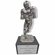 11 INCH HEIGHT ELECTROPLATED ANTIQUE SILVER FOOTBALL PLAYER TROPHY ON BLACK MARBLE BASE