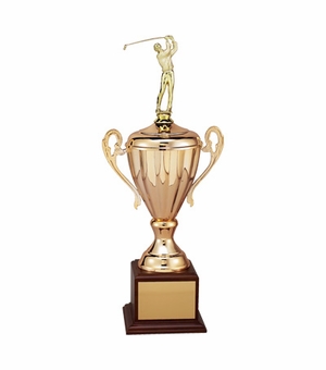 11 INCH RAVENNA SERIES TROPHY WITH 8-1/2 INCH METAL GOLD CUP TAKES FIGURE