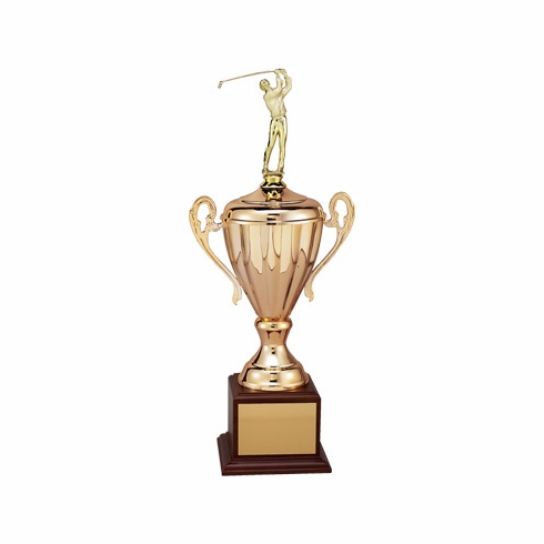 11 INCH RAVENNA SERIES TROPHY WITH 8-1/2 INCH METAL GOLD CUP TAKES FIGURE