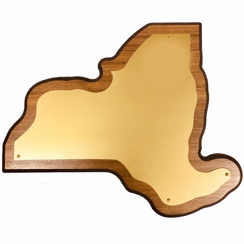 11 X 13-1/4 INCH NEW YORK STATE SHAPE WALNUT VENEER PLAQUE